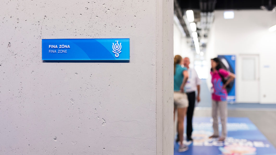 Graphasel Design Studio - 17th FINA World Championships & Danube Arena – Signage System - Branding Interior Print Wayfinding Graphasel Design Studio - 17th FINA World Championships & Danube Arena – Signage System - Branding Interior Print Wayfinding